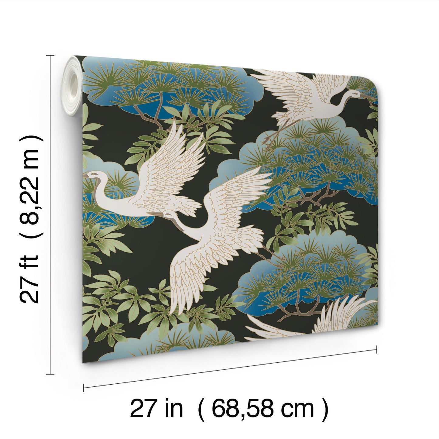 Sprig and Heron - Black