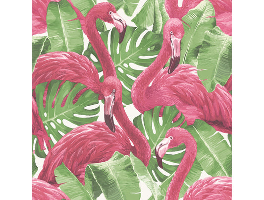Flamingos in Tropical Leaves