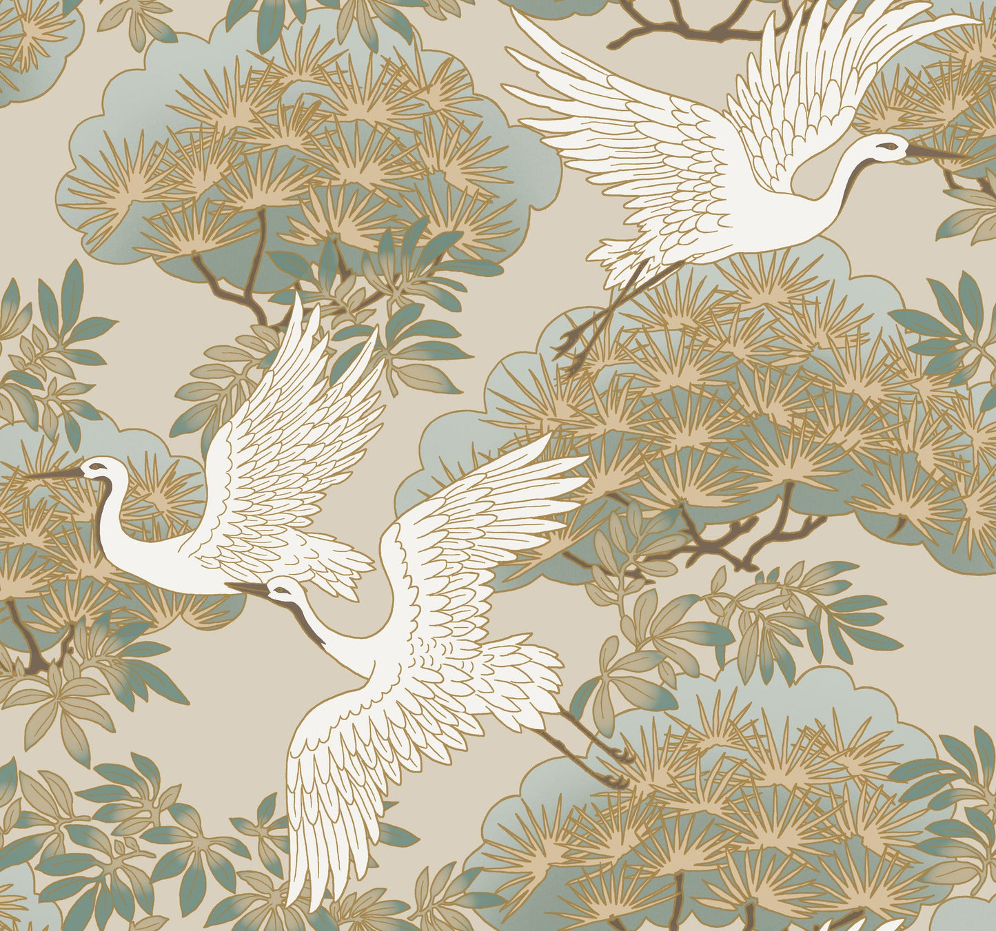 Sprig and Heron - Beige