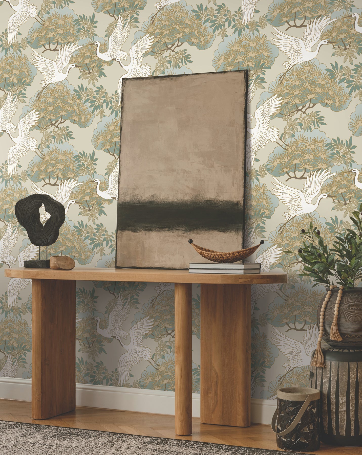 Sprig and Heron - Beige