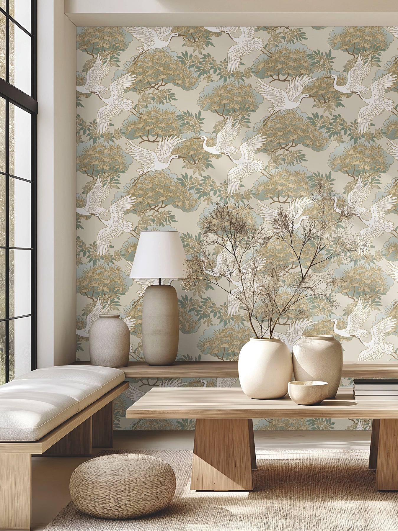 Sprig and Heron - Beige