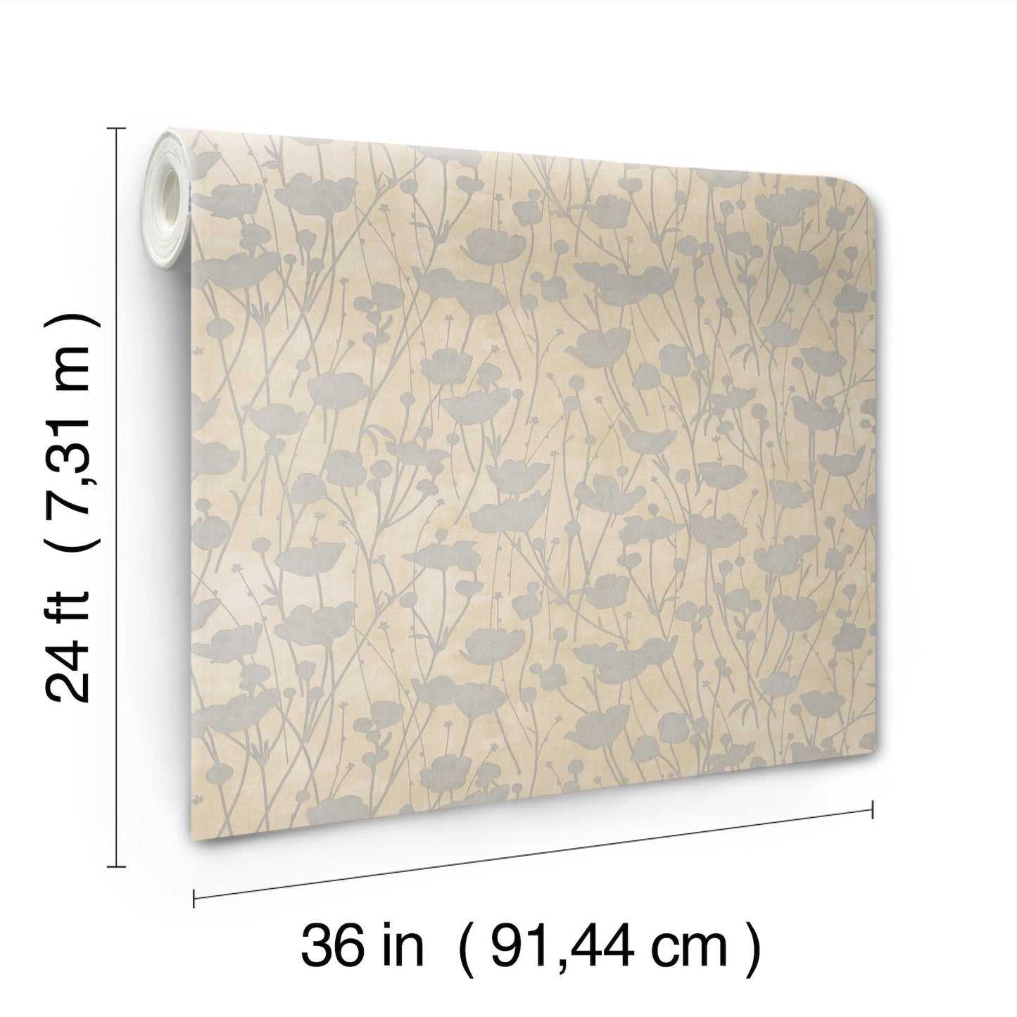 Shimmering Poppies - Cream & Silver