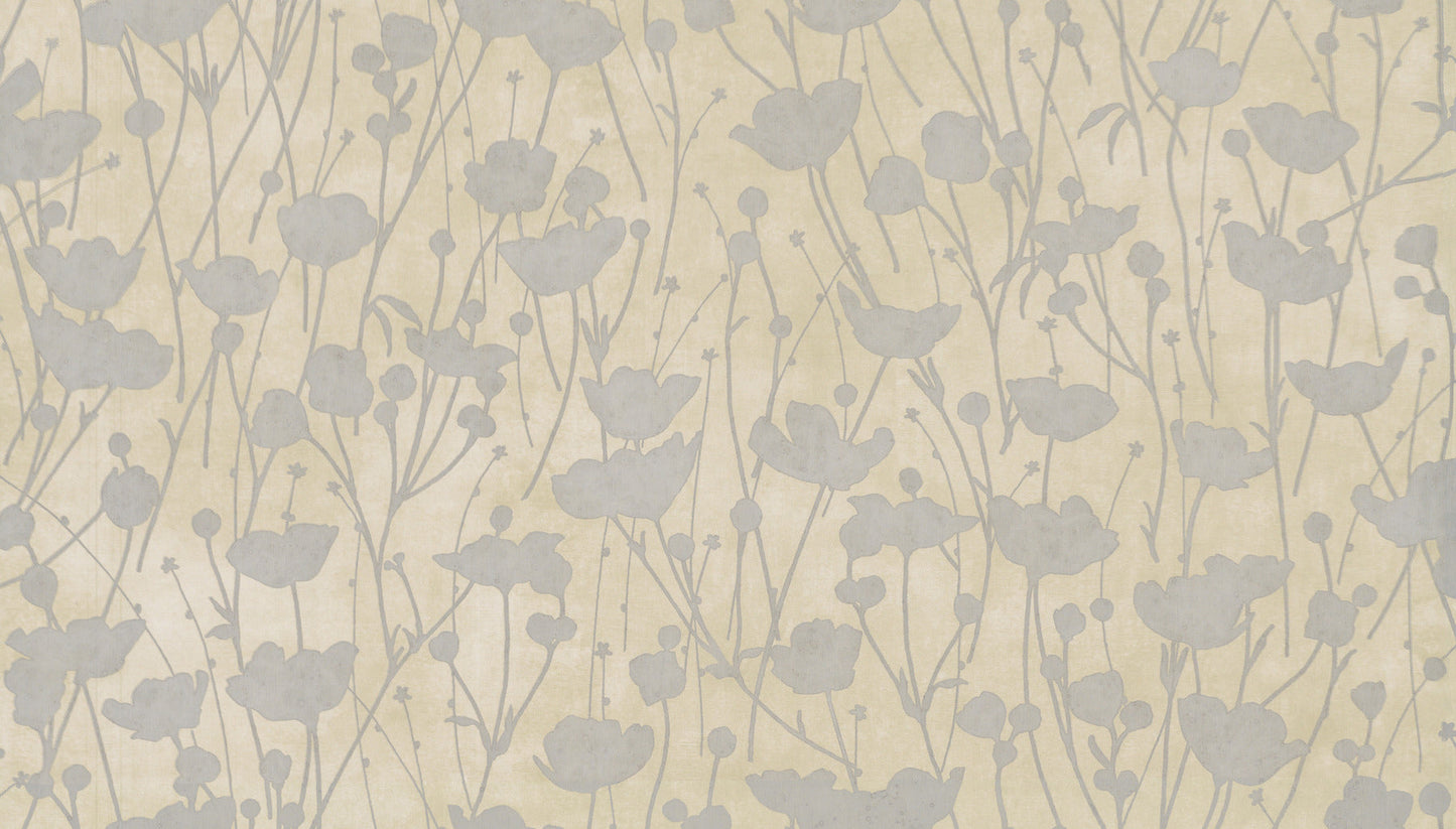 Shimmering Poppies - Cream & Silver