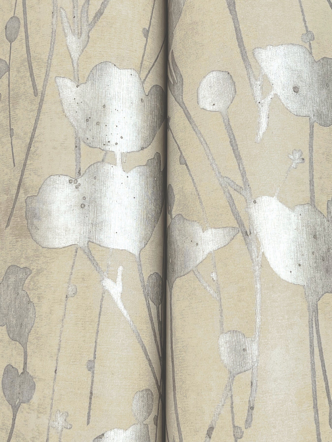 Shimmering Poppies - Cream & Silver