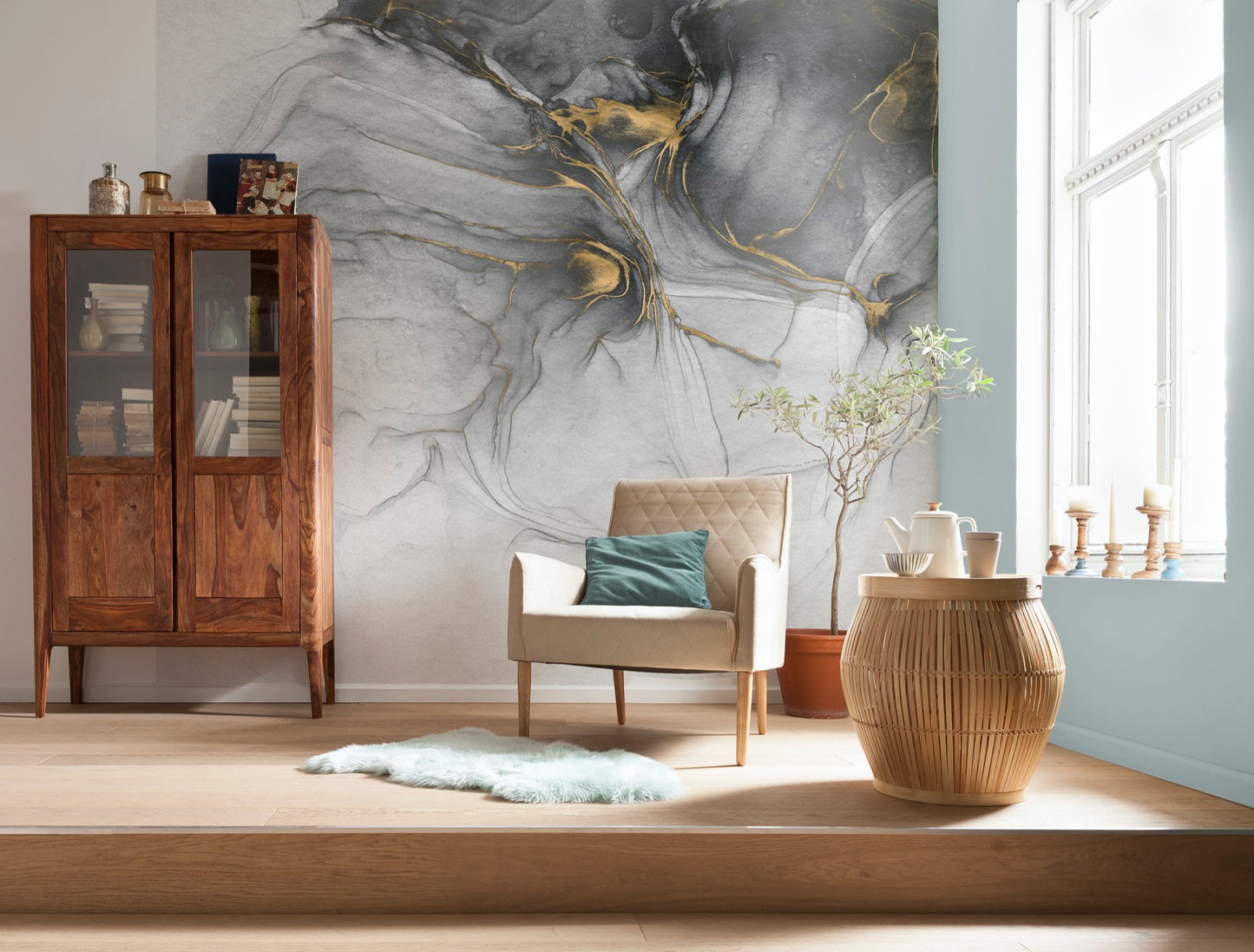 Ink Gold Flow Wall Mural