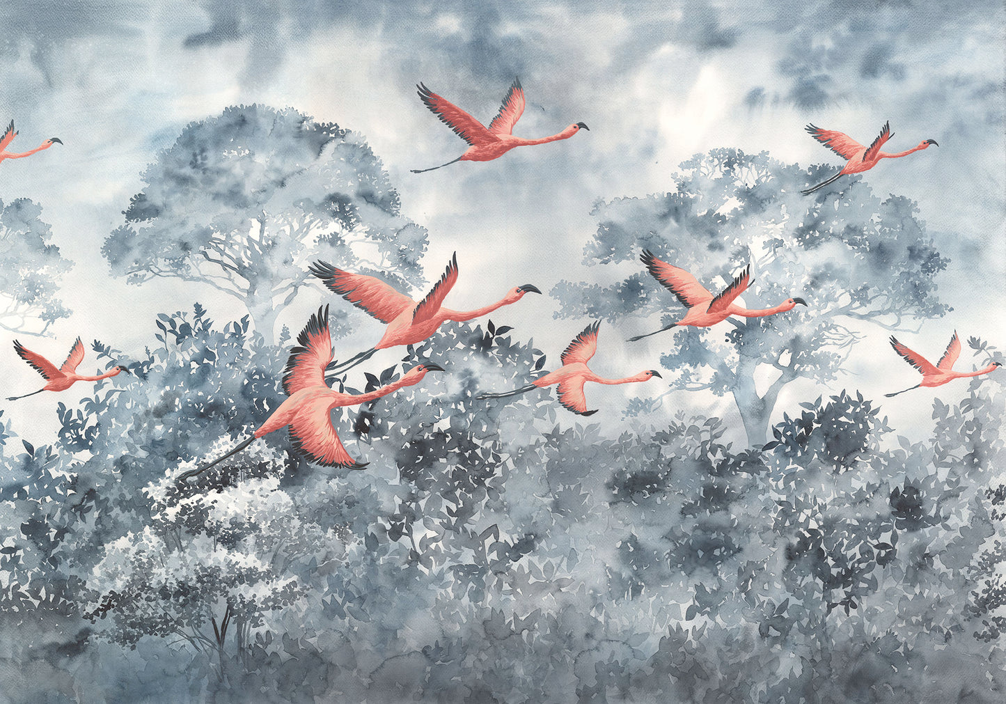 Flamingos in the Sky Wall Mural