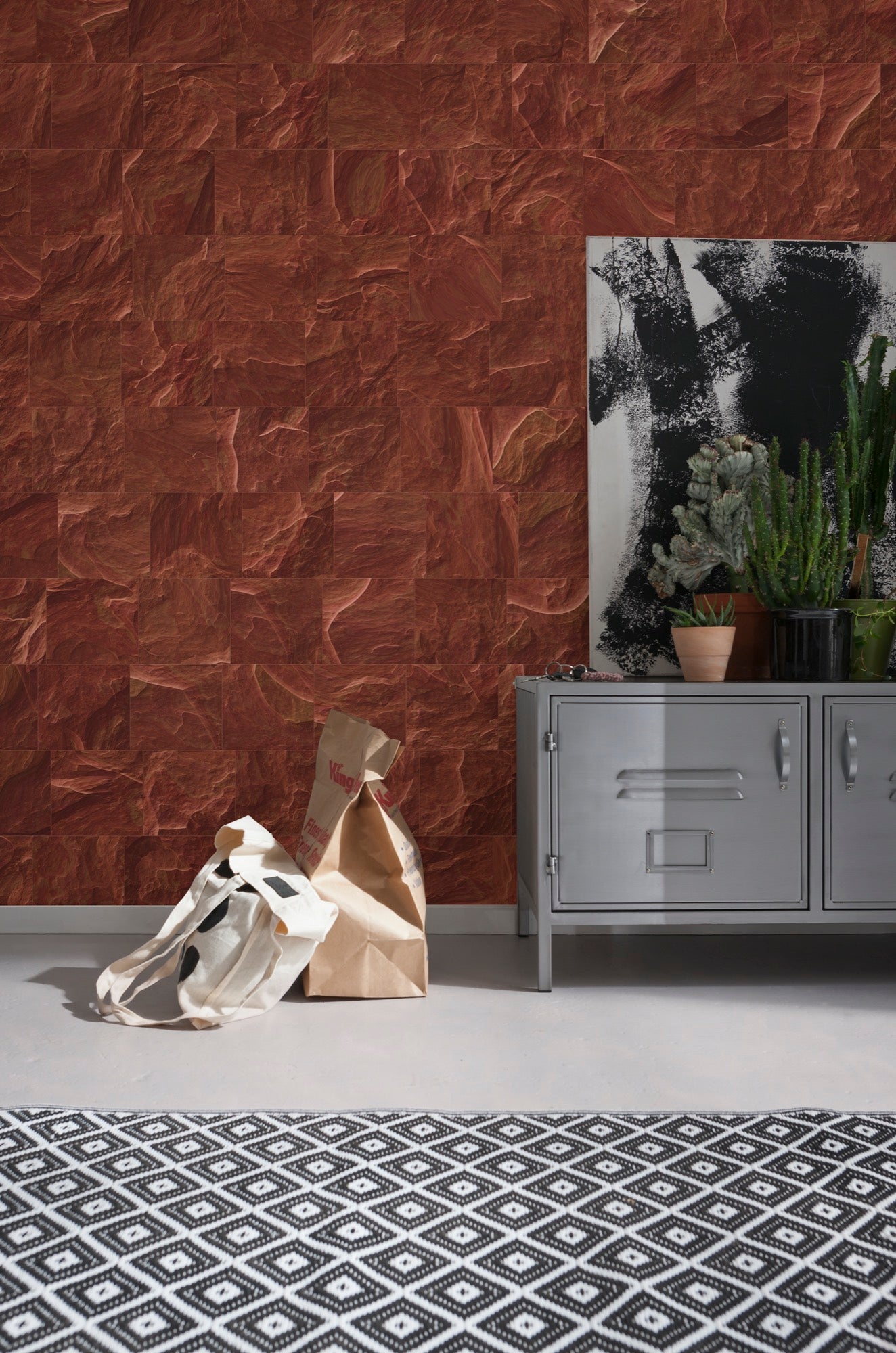 Red Slate Tiles Wall Mural