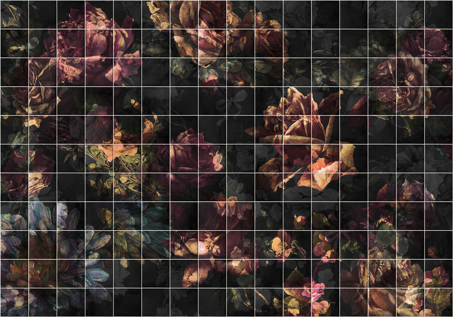 Tiles Flowers Wall Mural