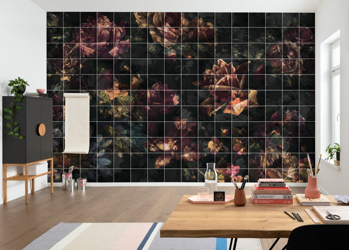 Tiles Flowers Wall Mural