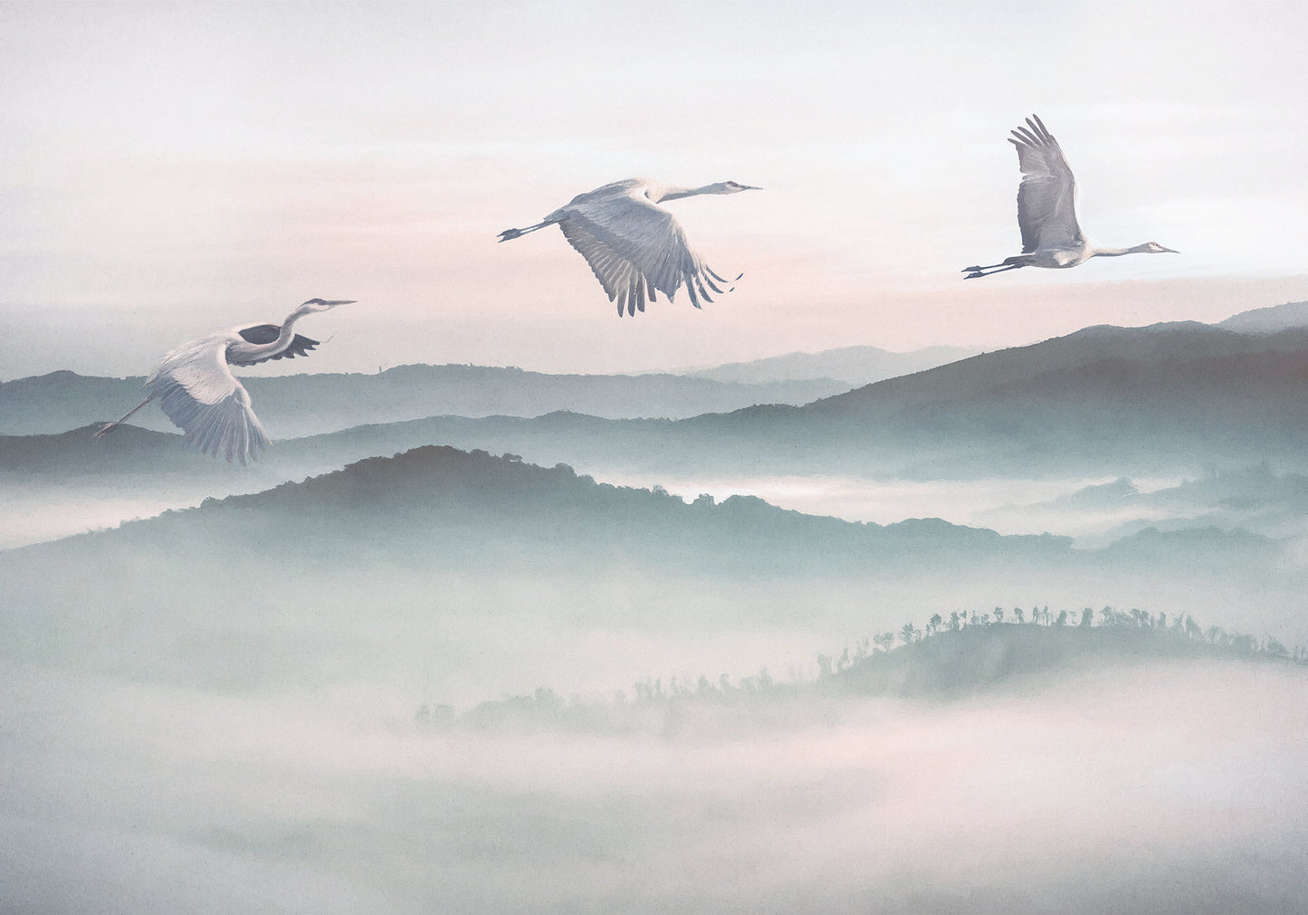 Mystic Cranes Wall Mural