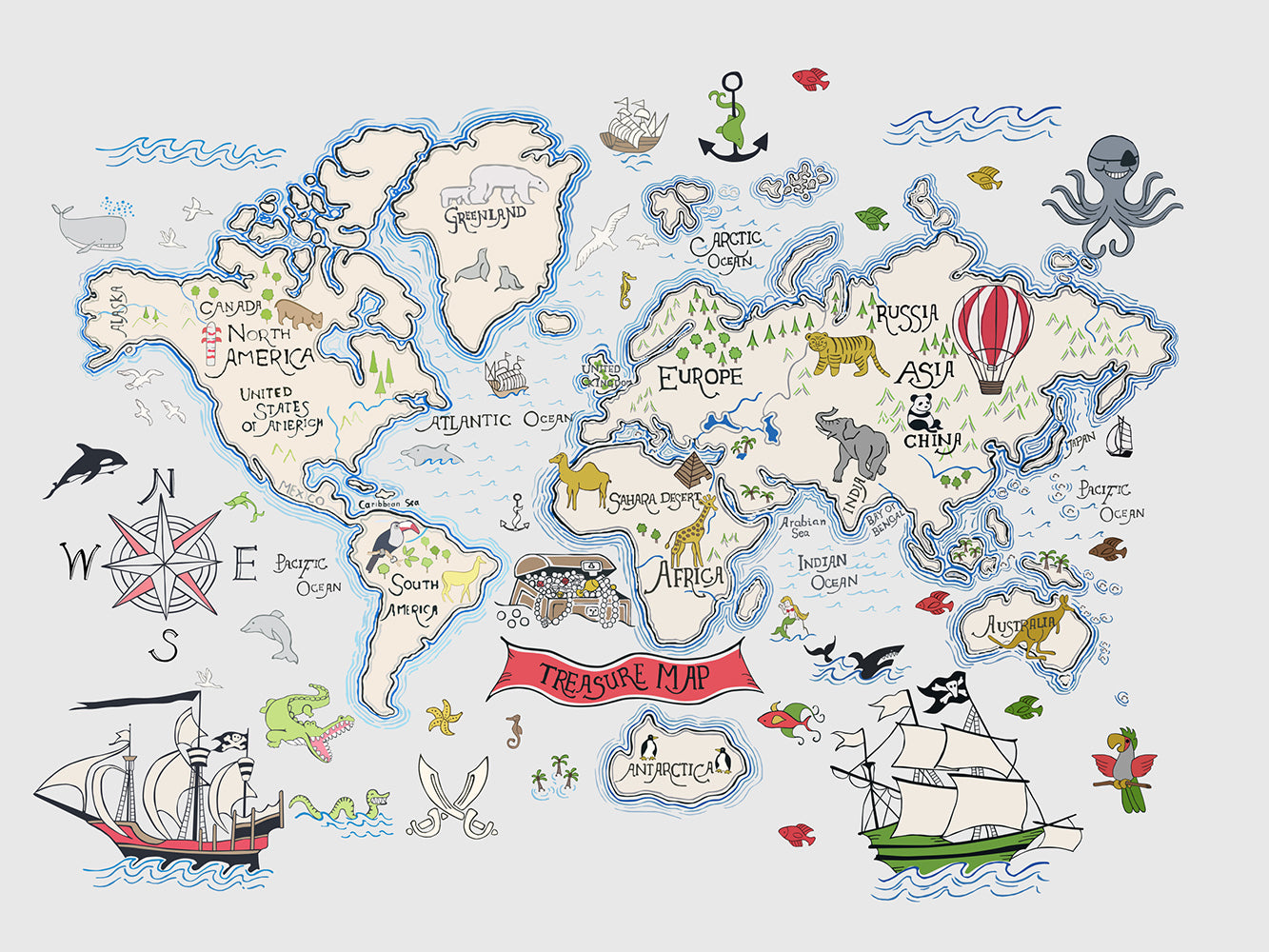 Great Discovery World Map Mural – Wallpaper Brokers
