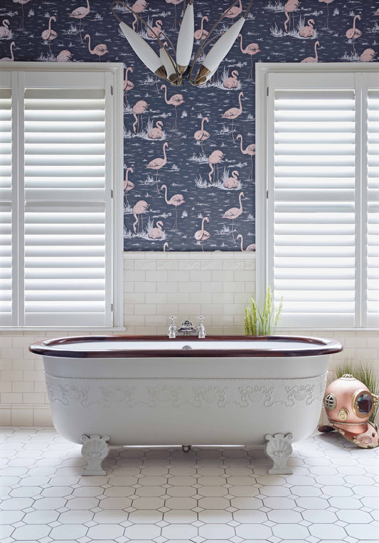 Cole & Son Flamingoes Wallpaper Bathroom