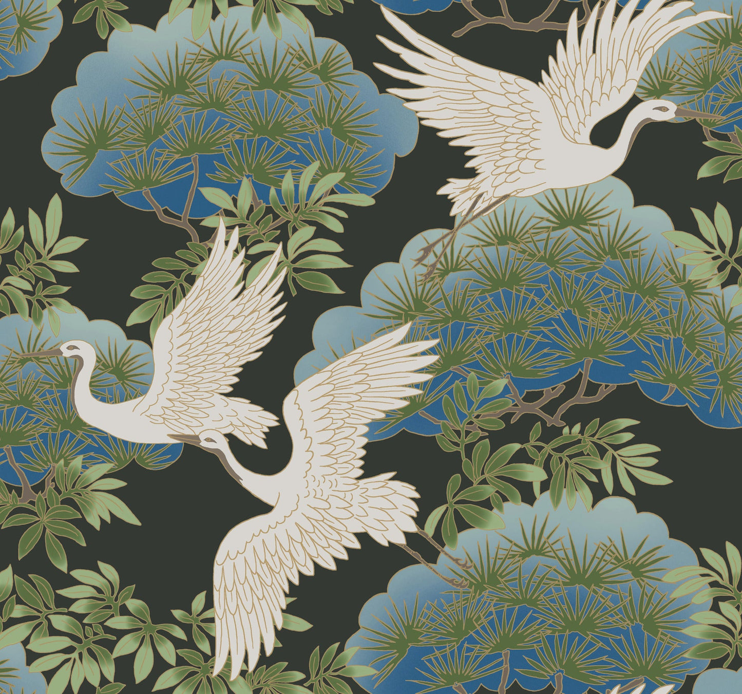 Sprig and Heron - Black