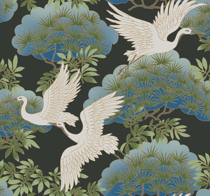 Sprig and Heron - Black