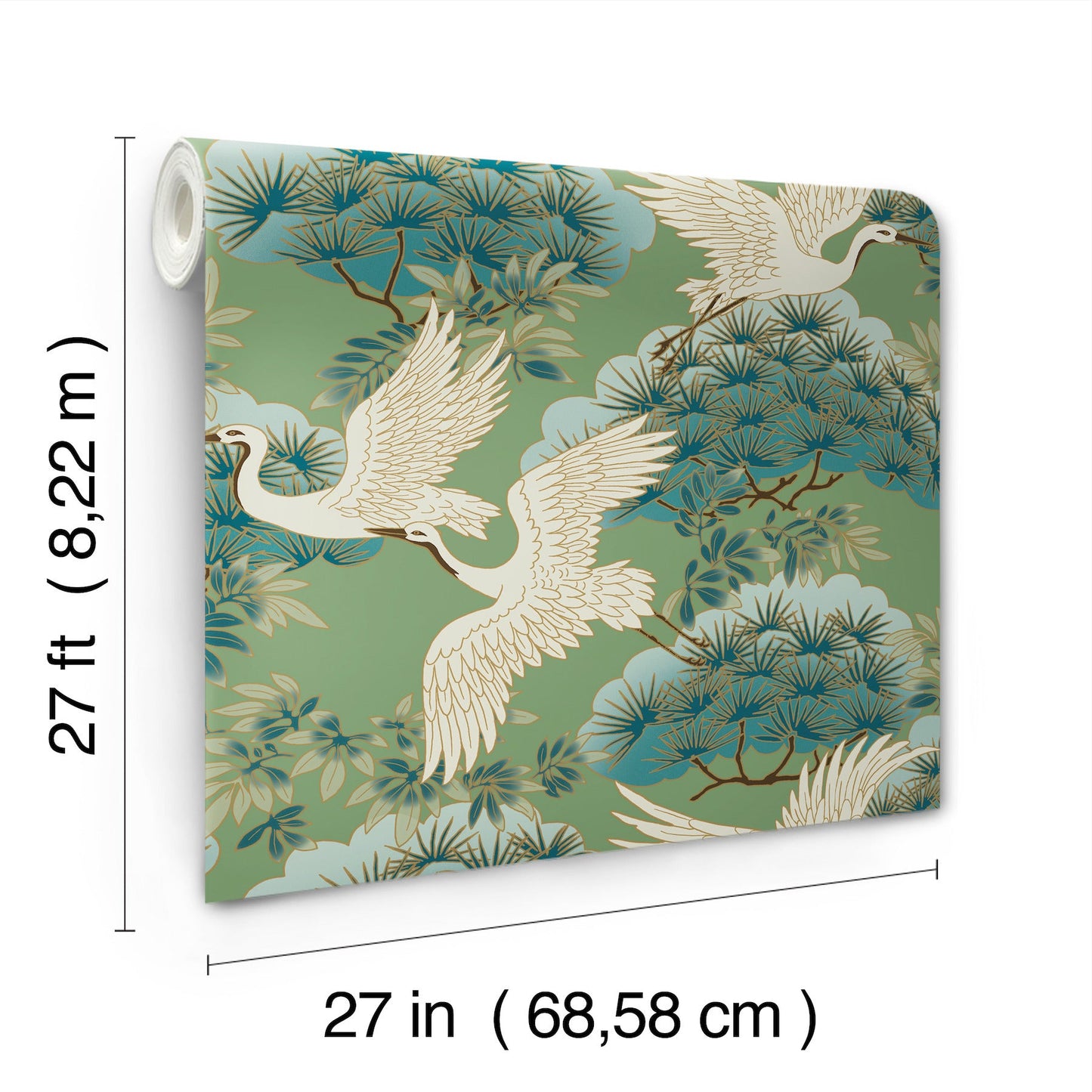 Sprig and Heron - Green