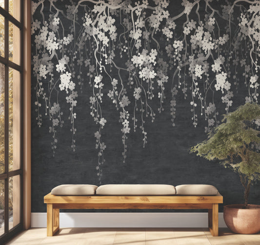 Sakura Blooms Wall Mural - Black