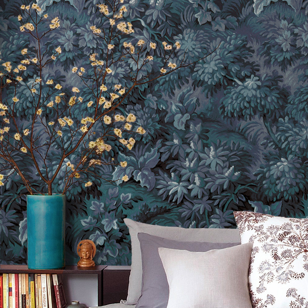 Botanique Blue Wall Mural