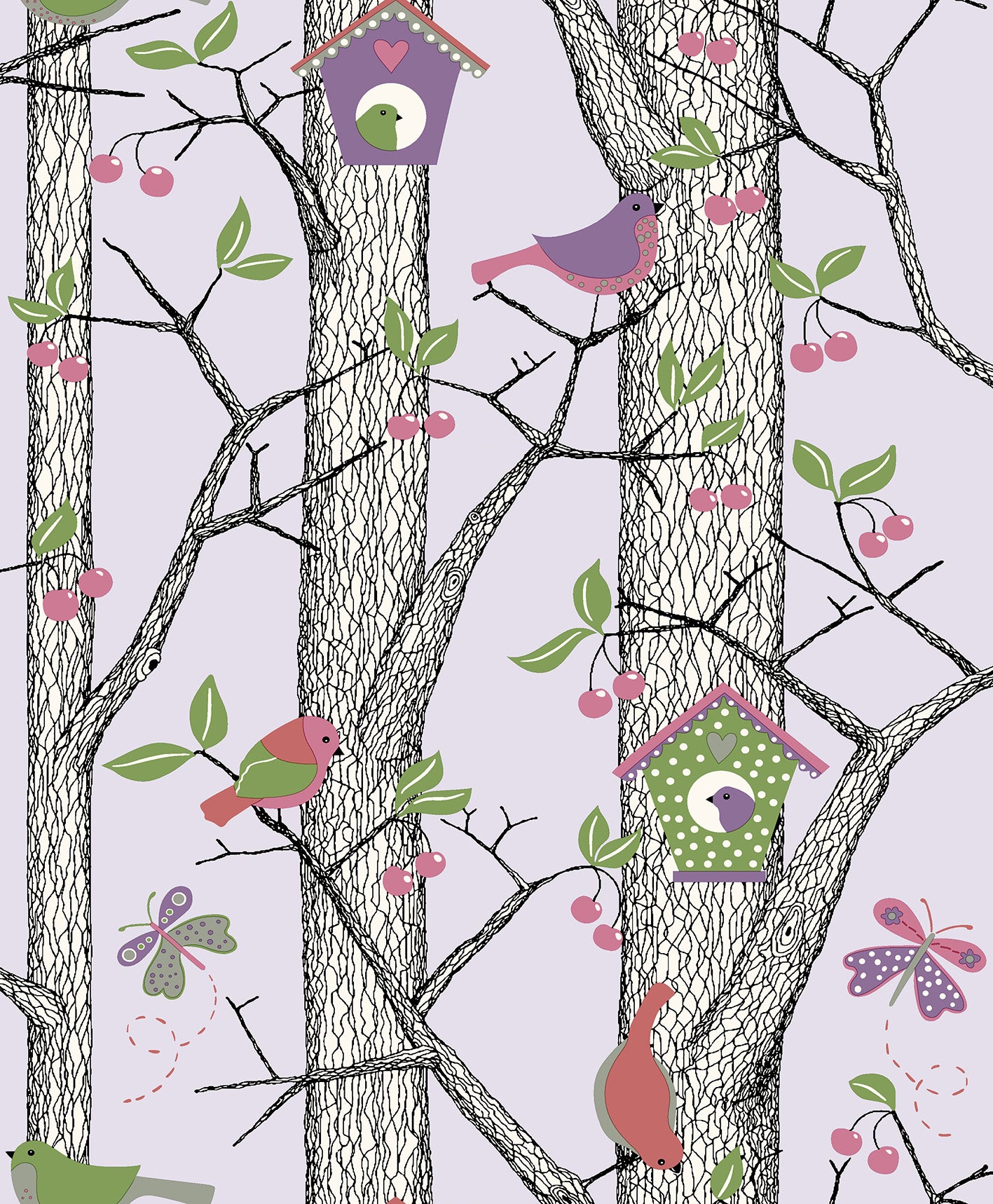 Birds in Trees Dream Land Wallpaper