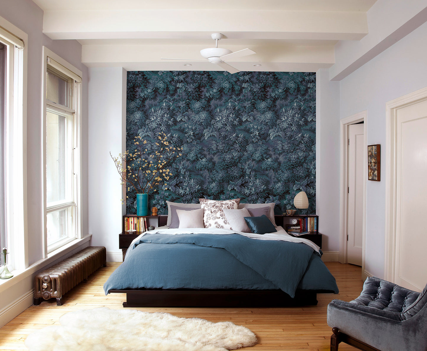 Botanique Blue Wall Mural