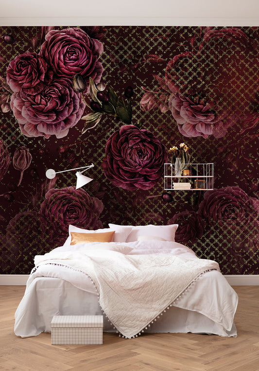 Rouge Intense Floral Wall Mural