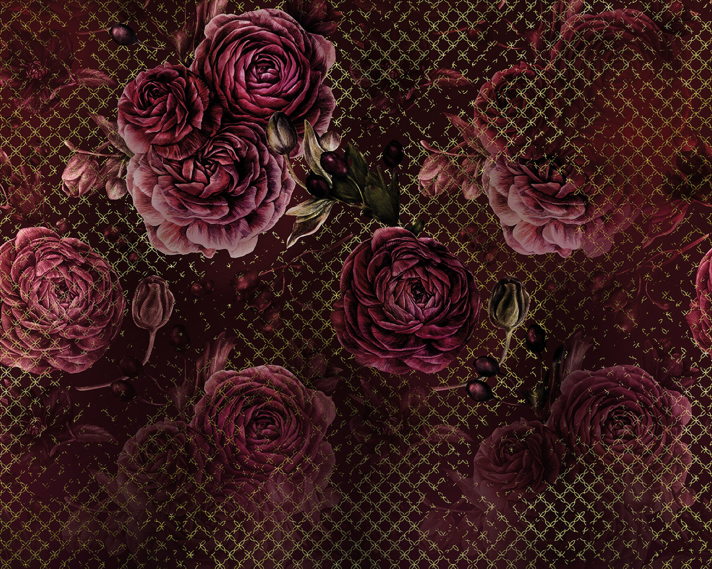 Rouge Intense Floral Wall Mural