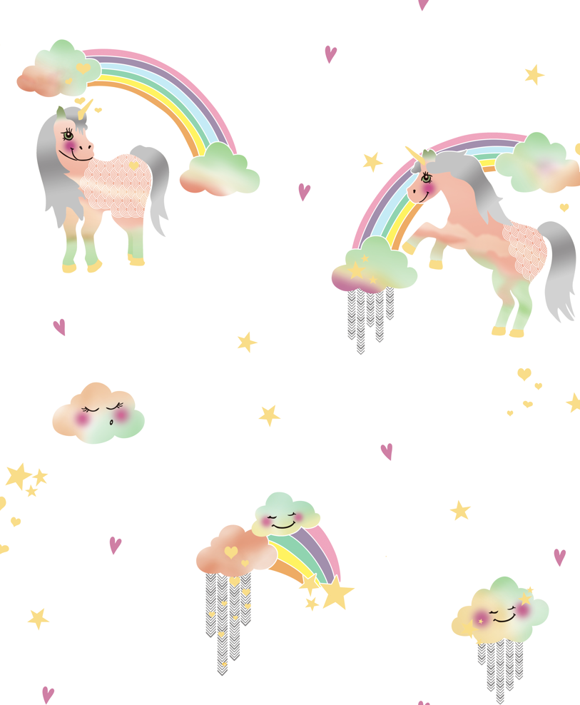 Unicorns & Rainbows Dream Land Wallpaper