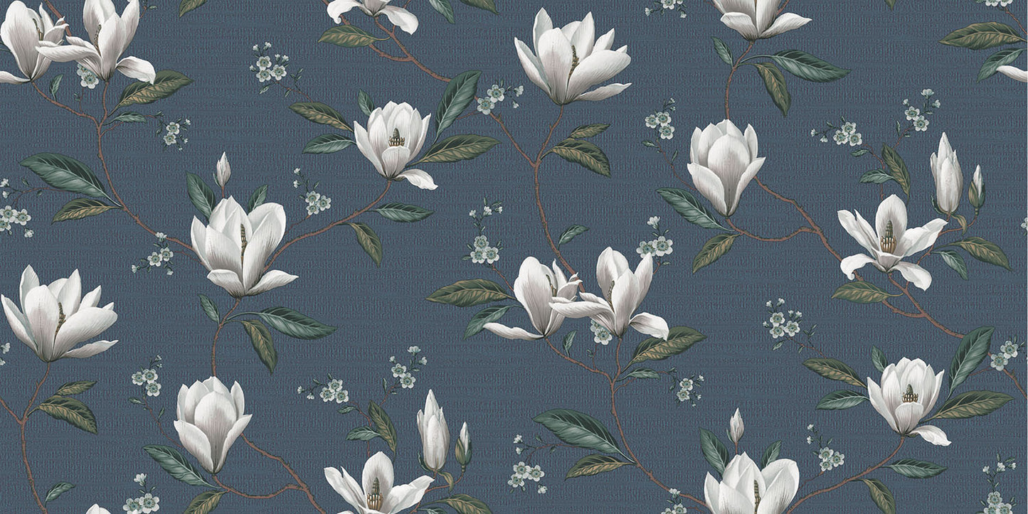 Textured Magnolia Floral Wallpaper